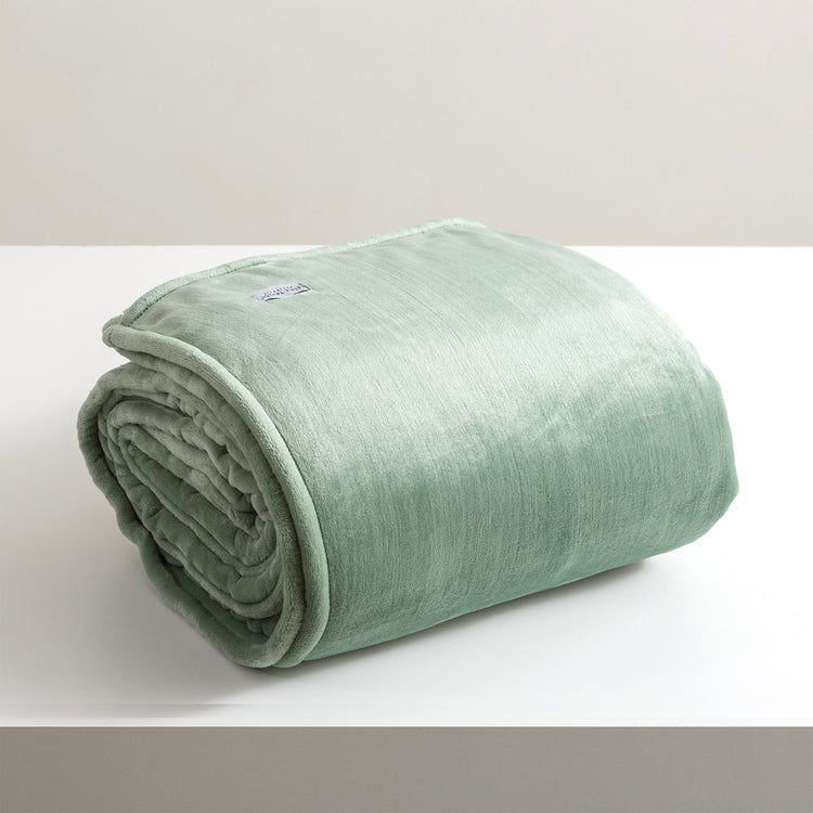 Renee Taylor Plush 380 GSM Ultra Soft Velvet Blanket Eucalyptus