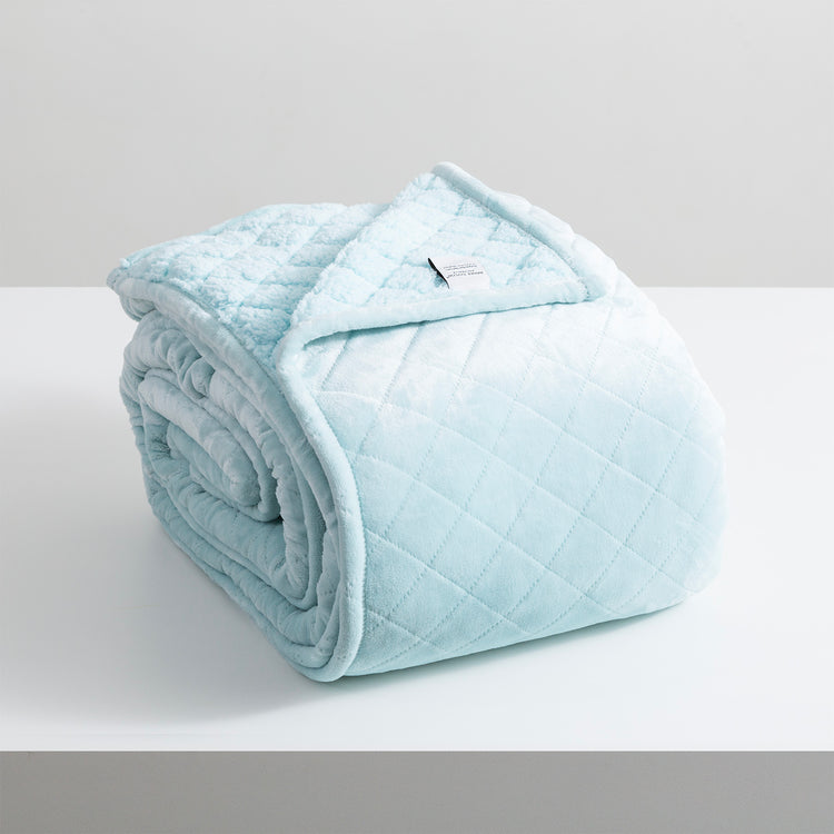 Renee Taylor Heston 480 GSM Ultra Soft Velvet Sherpa Blanket Blue