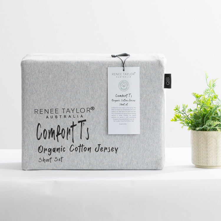 Comfort T’s Organic Cotton Jersey Sheet Set Grey Marle