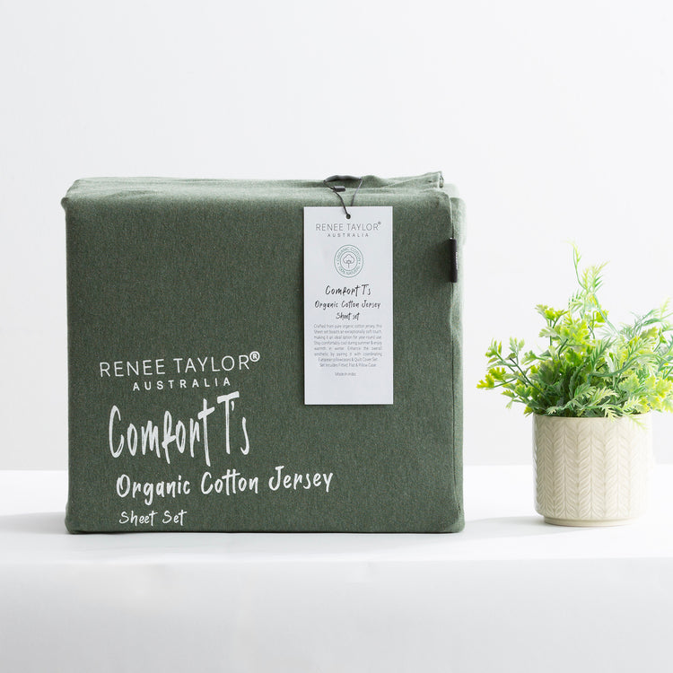 Comfort T’s Organic Cotton Jersey Sheet Set Olive