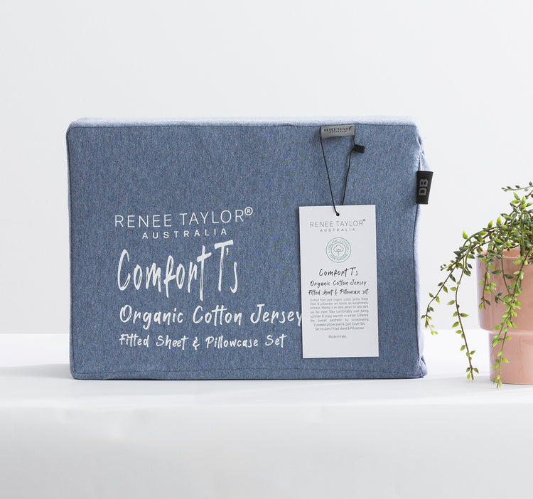 Comfort T’s Organic Cotton Jersey Fitted Sheet & Pillowcase - No Flat Sheet Ink