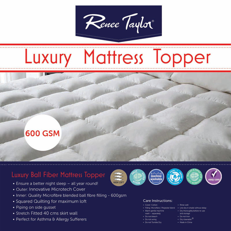 600 GSM Luxury Mattress Topper With Soft Cover
