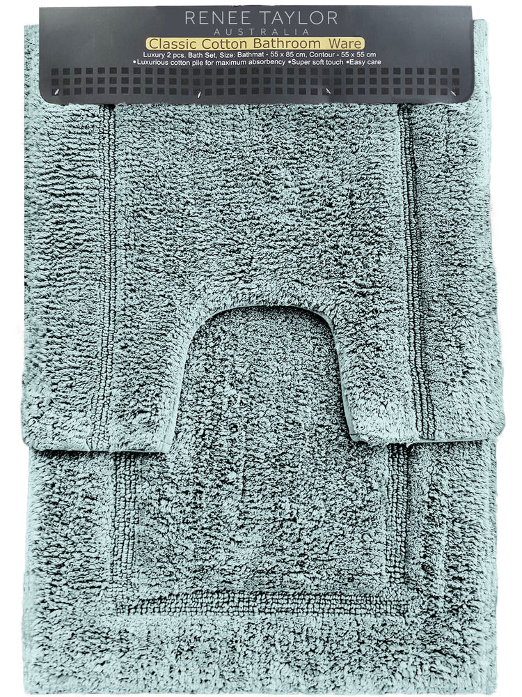 2 Piece 2200 GSM Tufted Bath Mat set Gray Mist