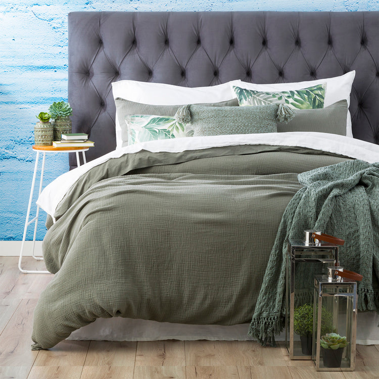 Solana Washed Cotton Textured Quilt set Fern
