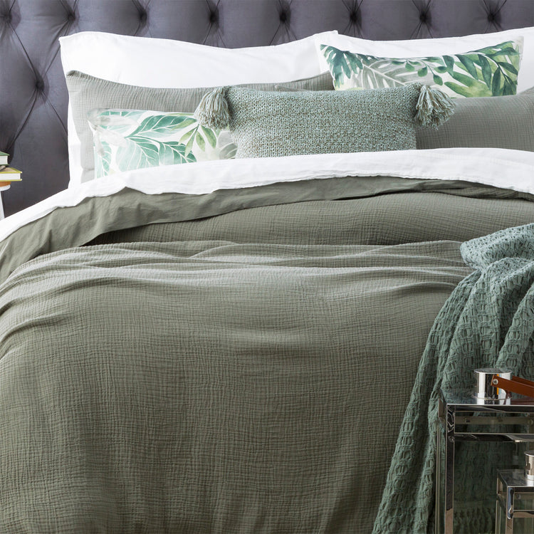 Solana Washed Cotton Textured Quilt set Fern