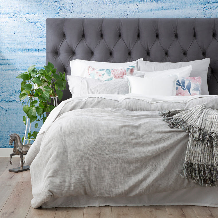 Solana Washed Cotton Textured Quilt set Silver