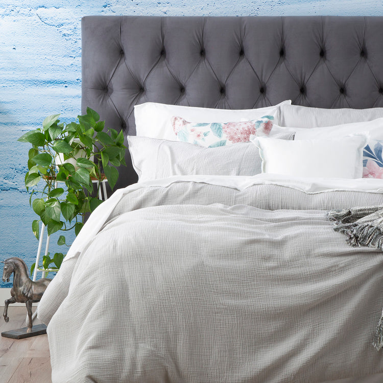 Solana Washed Cotton Textured Quilt set Silver