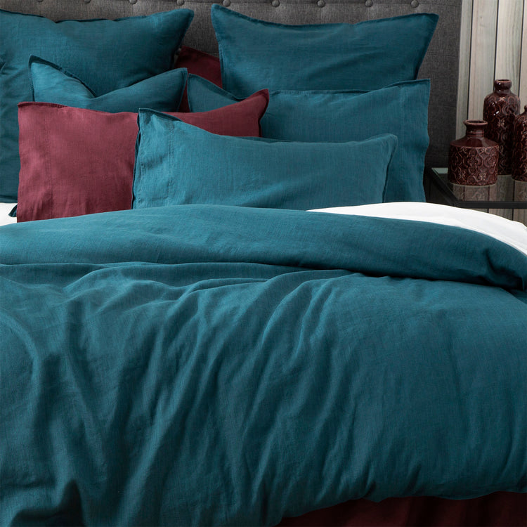 Cavallo Stone Washed Linen Quilt Cover Set Evergreen