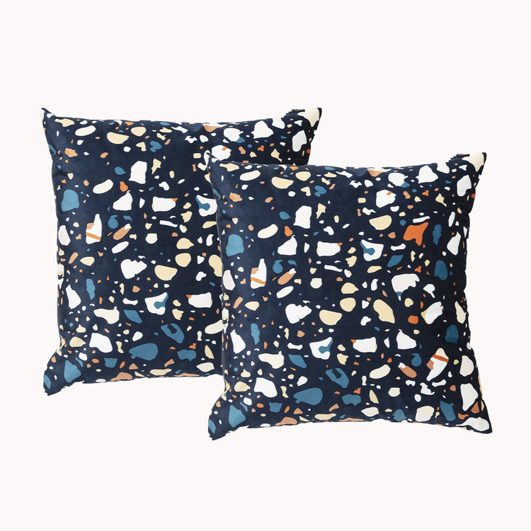 Twin Pack Velvet Cushion Filled 50 x 50 Cms Terazzo
