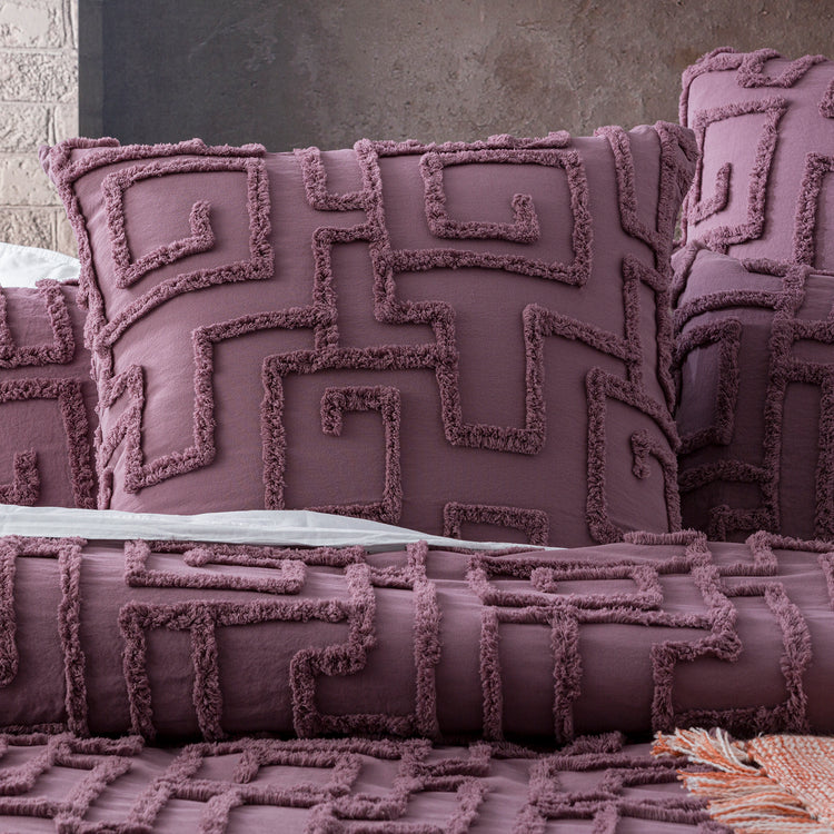 Riley Washed Cotton Chenille Tufted Quilt Set Grape