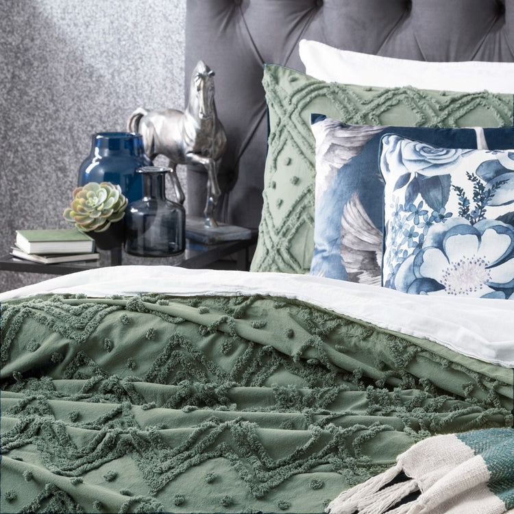 Medallion Vintage Tufted Quilt Cover Sage