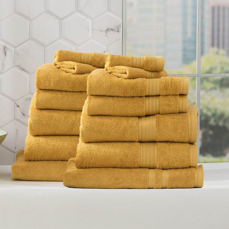 Stella 650 GSM Bamboo Cotton Towel Set Mustard