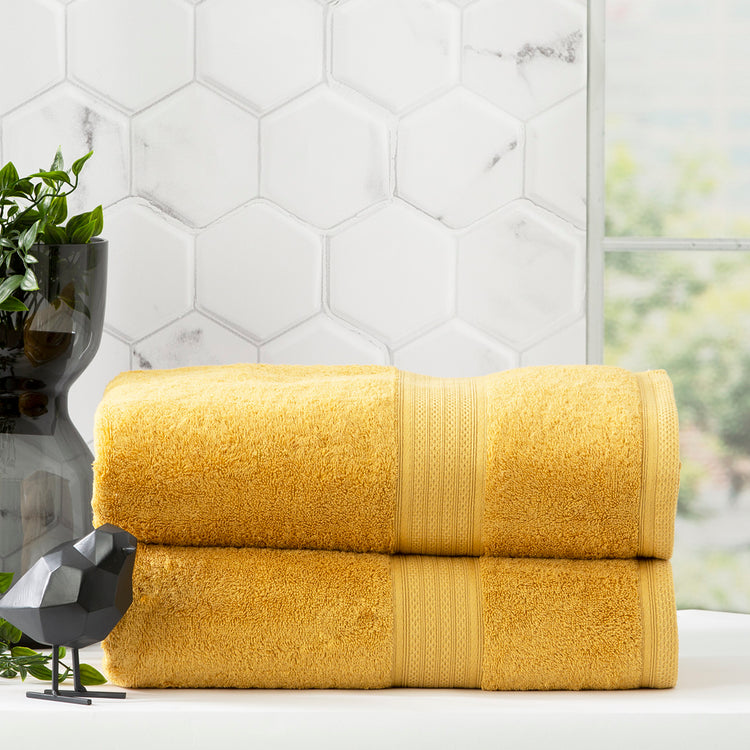 Stella 650 GSM Bamboo Cotton Towel Set Mustard
