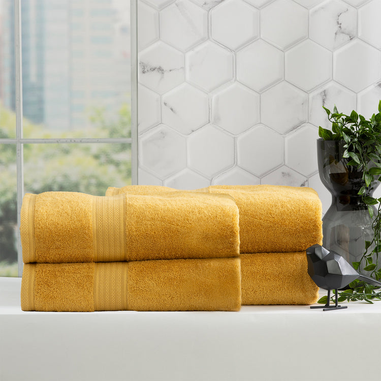 Stella 650 GSM Bamboo Cotton Towel Set Mustard