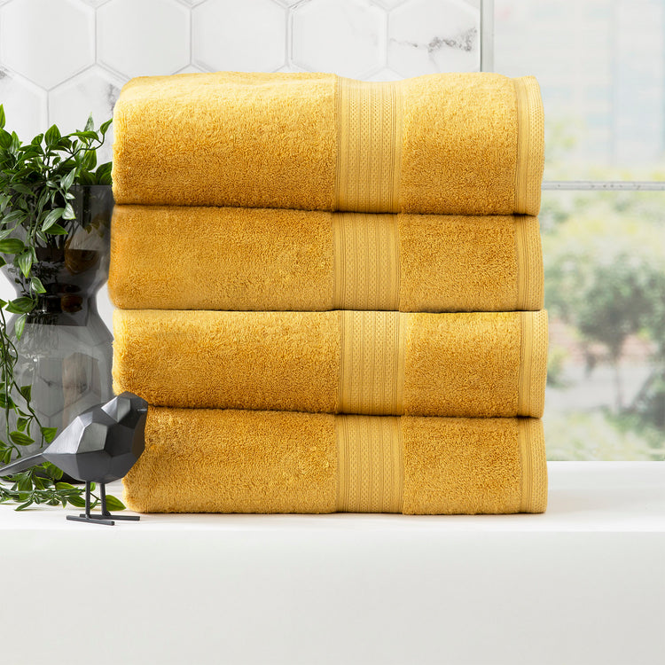 Stella 650 GSM Bamboo Cotton Towel Set Mustard
