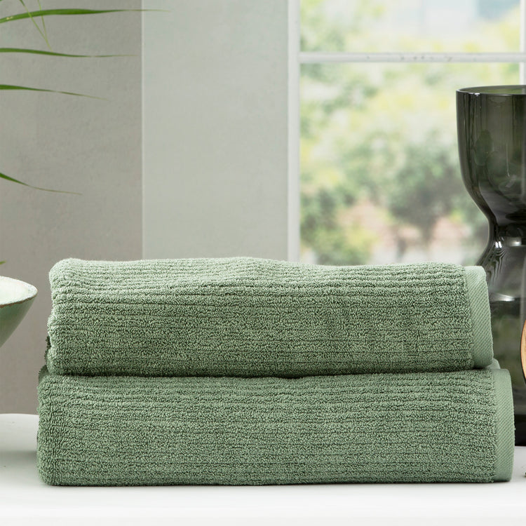 Cobblestone 650 GSM Ribbed Towel Set Sage