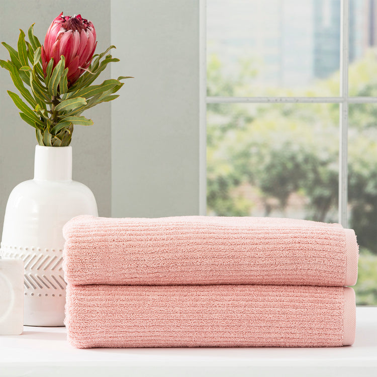 Cobblestone 650 GSM Ribbed Towel Set Blush