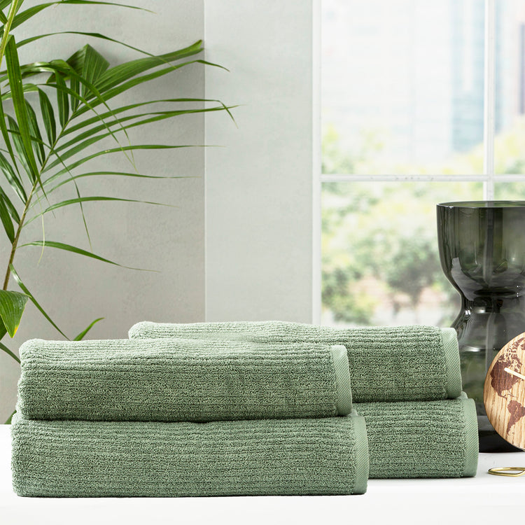 Cobblestone 650 GSM Ribbed Towel Set Sage