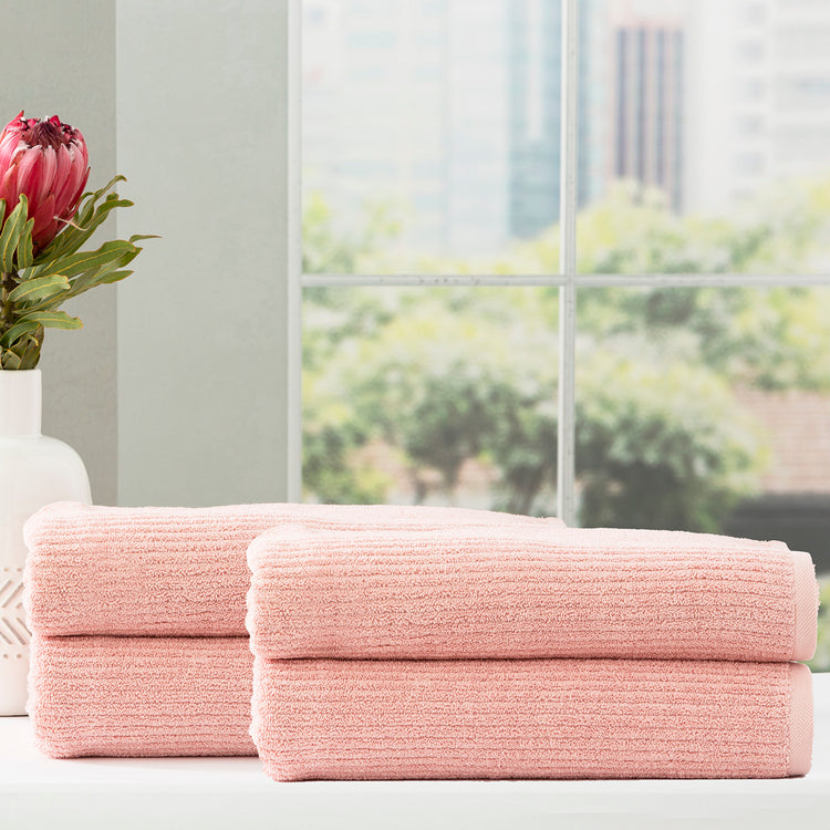 Cobblestone 650 GSM Ribbed Towel Set Blush