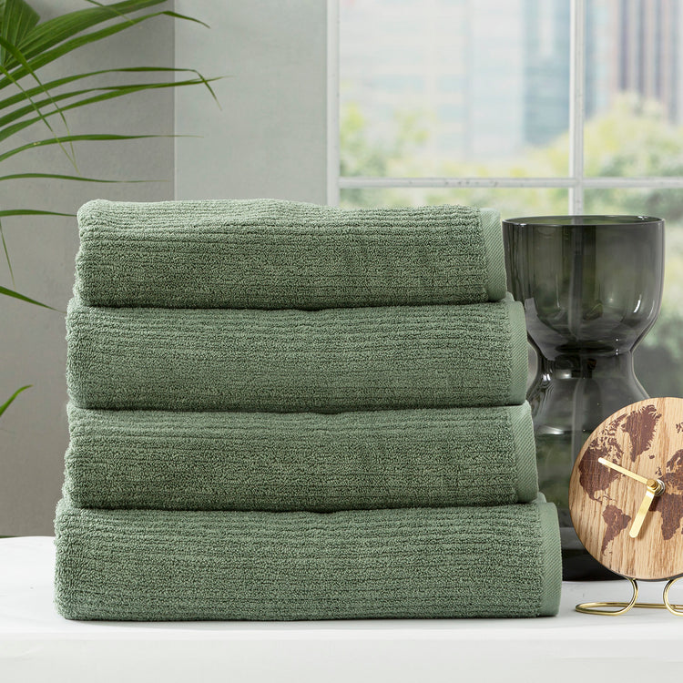 Cobblestone 650 GSM Ribbed Towel Set Sage