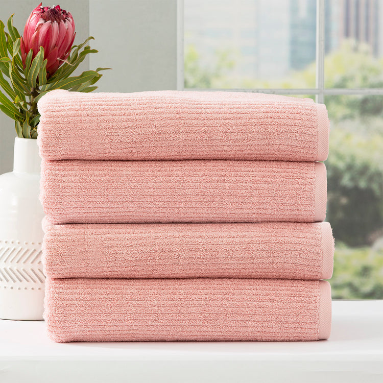 Cobblestone 650 GSM Ribbed Towel Set Blush
