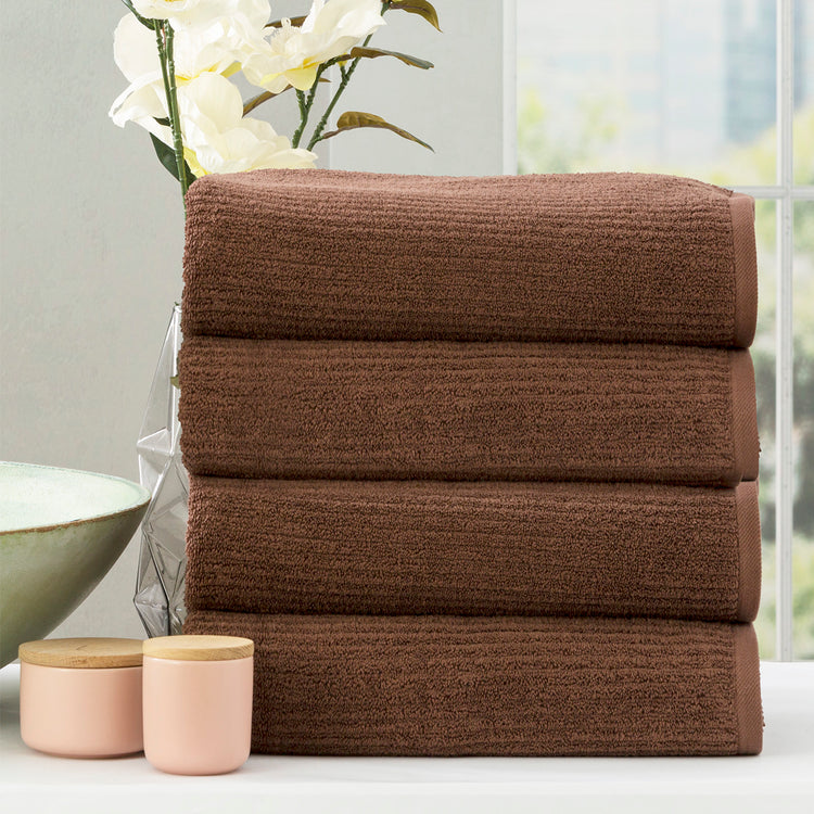 Cobblestone 650 GSM Ribbed Towel Set Toffee