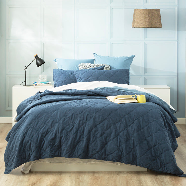 Attwood Vintage Cotton Quilted Coverlet Ink