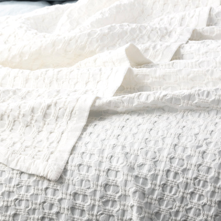 Lexico Cotton Waffle Blankets White