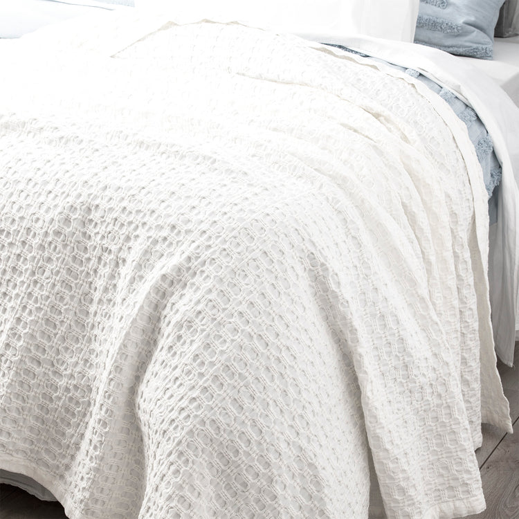 Lexico Cotton Waffle Blankets White