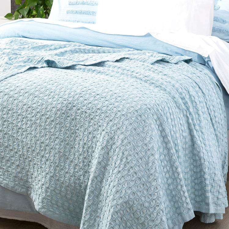 Lexico Cotton Waffle Blankets Sky
