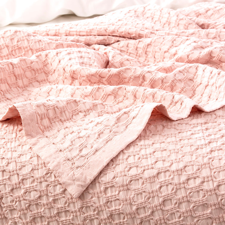 Lexico Cotton Waffle Blankets Rose