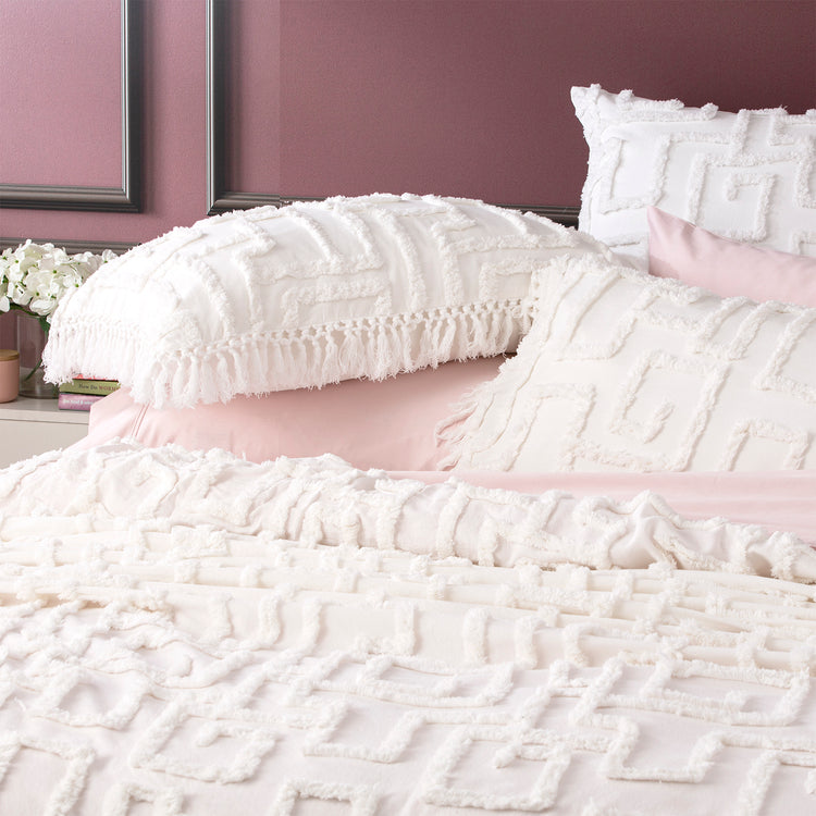 Riley Cotton Vintage Tufted Bed Cover White