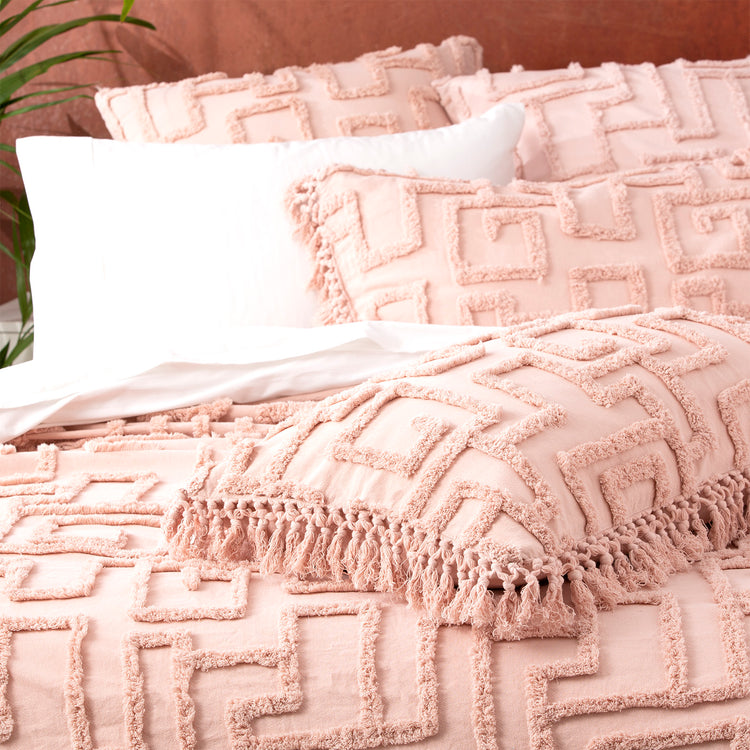 Riley Cotton Vintage Tufted Bed Cover Blush