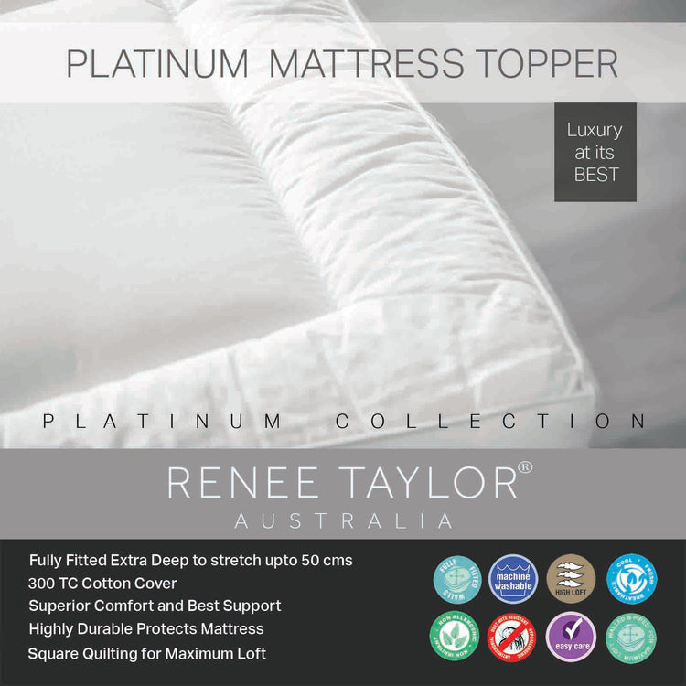 Renee Taylor Platinum 1500 GSM High Loft Fully Fitted Mattress Topper