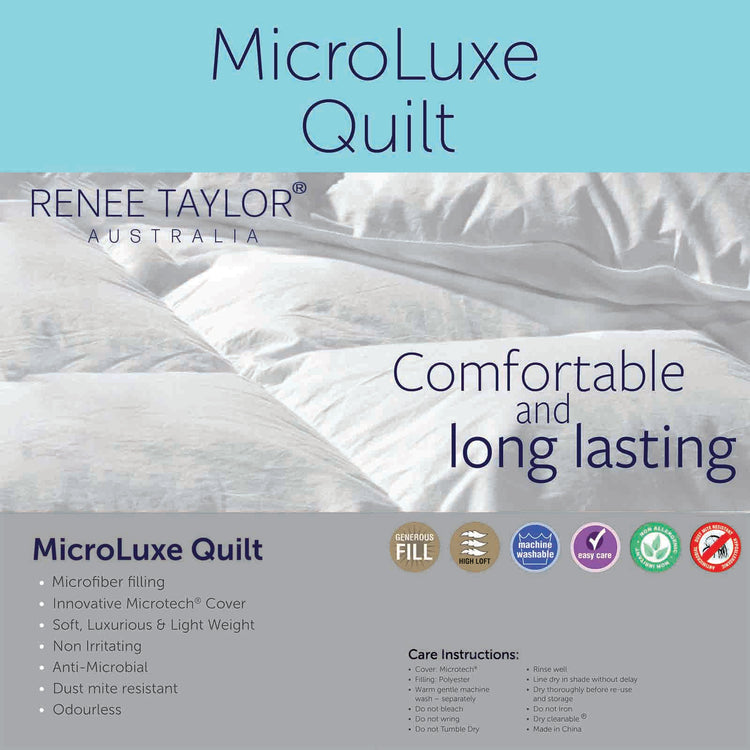 Renee Taylor 600 GSM Microluxe Down Alternate Quilt With Premium Microfiber Filling