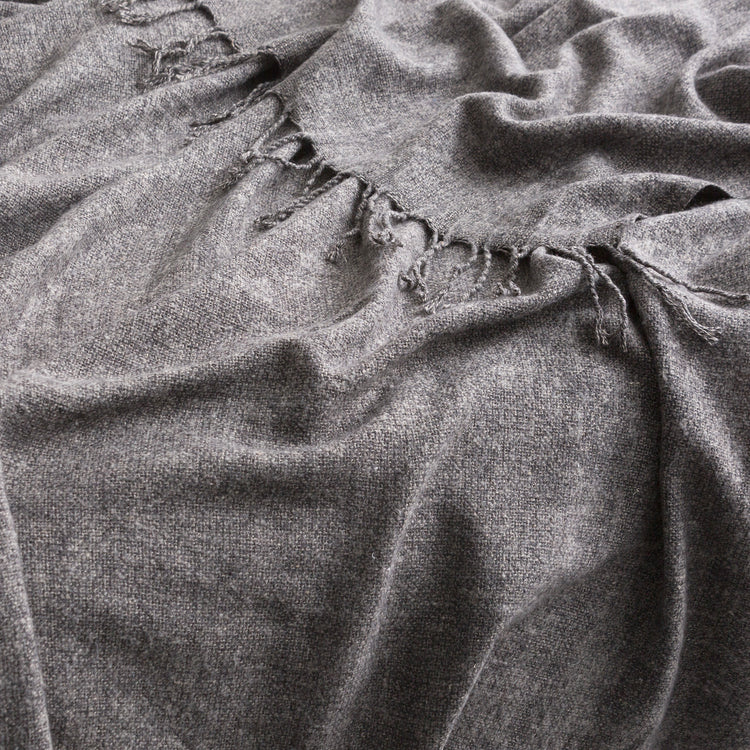 Cloud Linen Lygon Wool Acrylic Throw 127 x 152 Cms Grey
