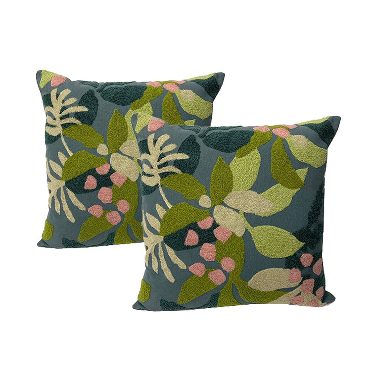 Cotton Embroidered Twin Pack Cushions 50 x 50 Cms Talia Midnight