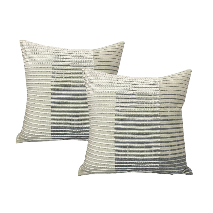 Cotton Embroidered Twin Pack Cushions 50 x 50 Cms Aubrey Grey