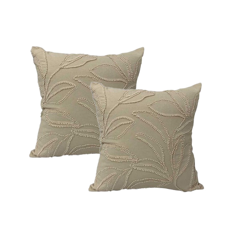 Cotton Embroidered Twin Pack Cushions 50 x 50 Cms Riviera Natural