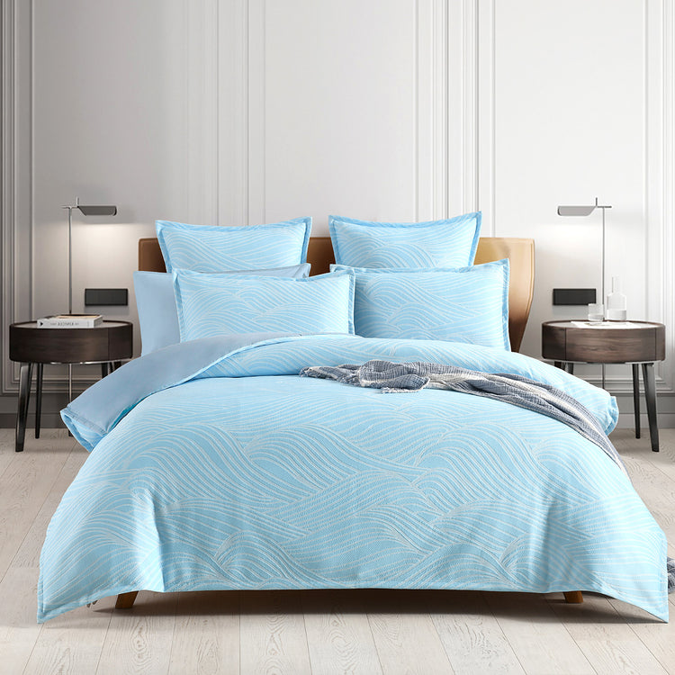 Oscillate Jacquard Quilt cover set Sky