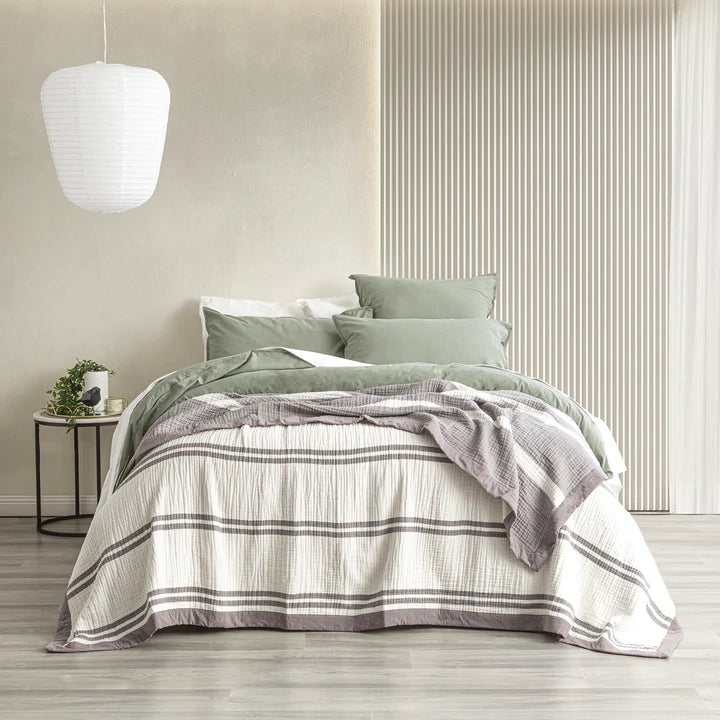 Renee Taylor Brighton Washed Cotton Yarn Dyed Textured Blanket Nude