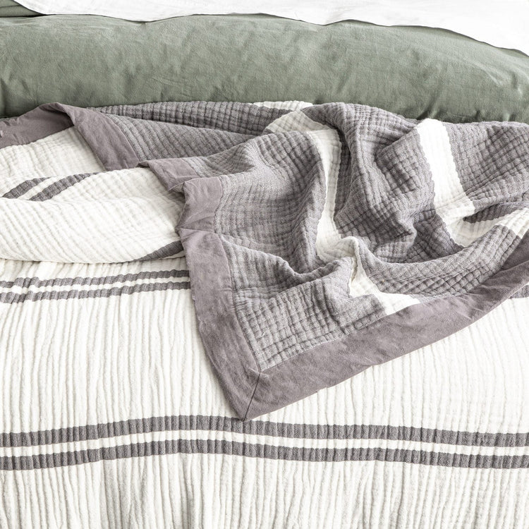 Renee Taylor Brighton Washed Cotton Yarn Dyed Textured Blanket Nude