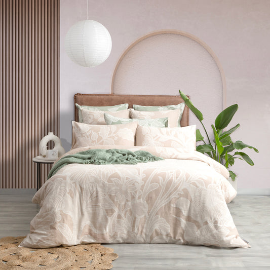 Renee Taylor Bentley Cotton Jacquard Quilt cover set Nude