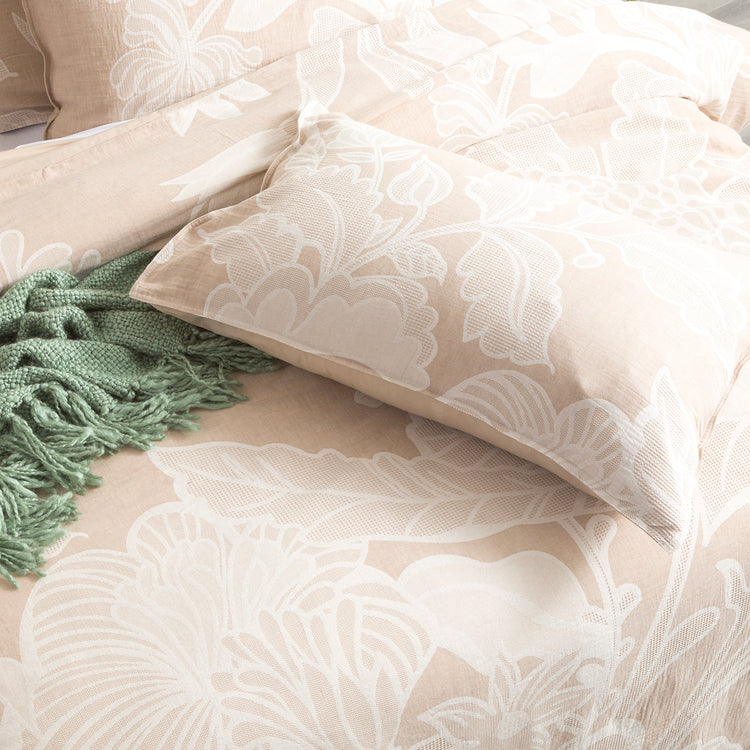 Renee Taylor Bentley Cotton Jacquard Quilt cover set Nude