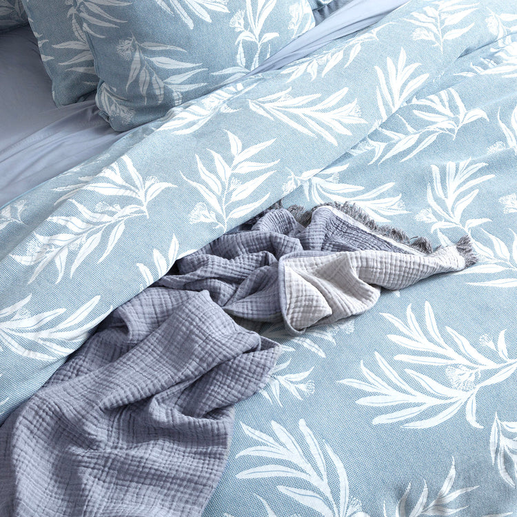 Renee Taylor Native Cotton Jacquard Quilt cover set French Blue