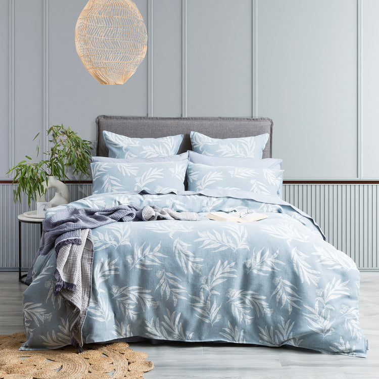 Renee Taylor Native Cotton Jacquard Quilt cover set French Blue
