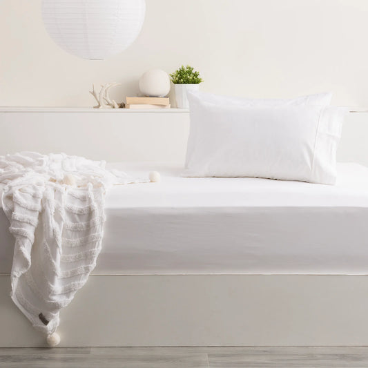Park Avenue Bamboo Cotton Fitted Sheet & pillowcase Set White - No Flat Sheet