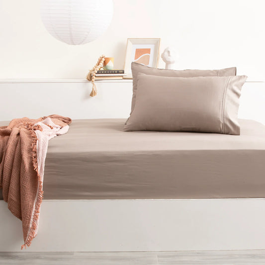Park Avenue Bamboo Cotton Fitted Sheet & pillowcase Set Pewter - No Flat Sheet