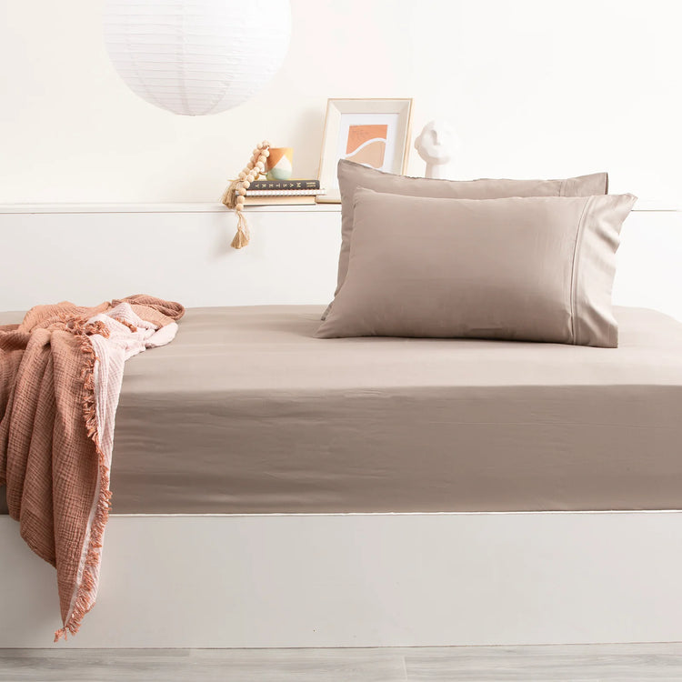 Park Avenue Bamboo Cotton Fitted Sheet & pillowcase Set Pewter - No Flat Sheet