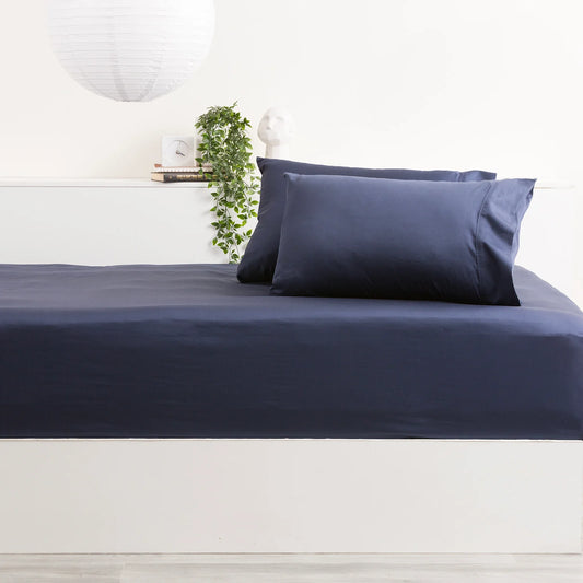 Park Avenue Bamboo Cotton Fitted Sheet & Pillowcase Set Indigo - No Flat Sheet
